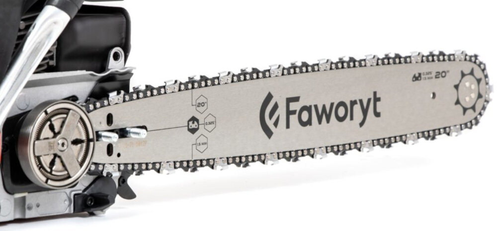 Piła spalinowa FAWORYT RG5620-B5 do typowych prac wycinkowych do niezwykle precyzyjnych zadan specjalnych prowadnica marki KANGXIN dlugosc 50 cm lancuch z podzialka 0,325 cala grubosc 1,5 mm