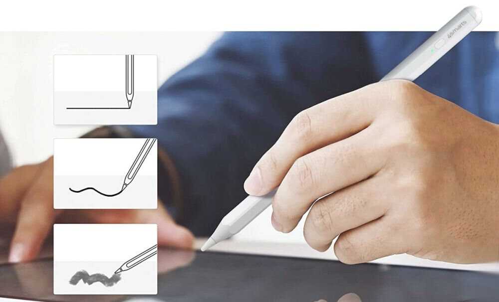 Rysik 4SMARTS Pencil Pro 3 dostosowując grubość linii i intensywność cieniowania kąta nachylenia Technologia wykrywania kąta szkicujesz, notujesz, czy tworzysz grafikę - rysik w ręce