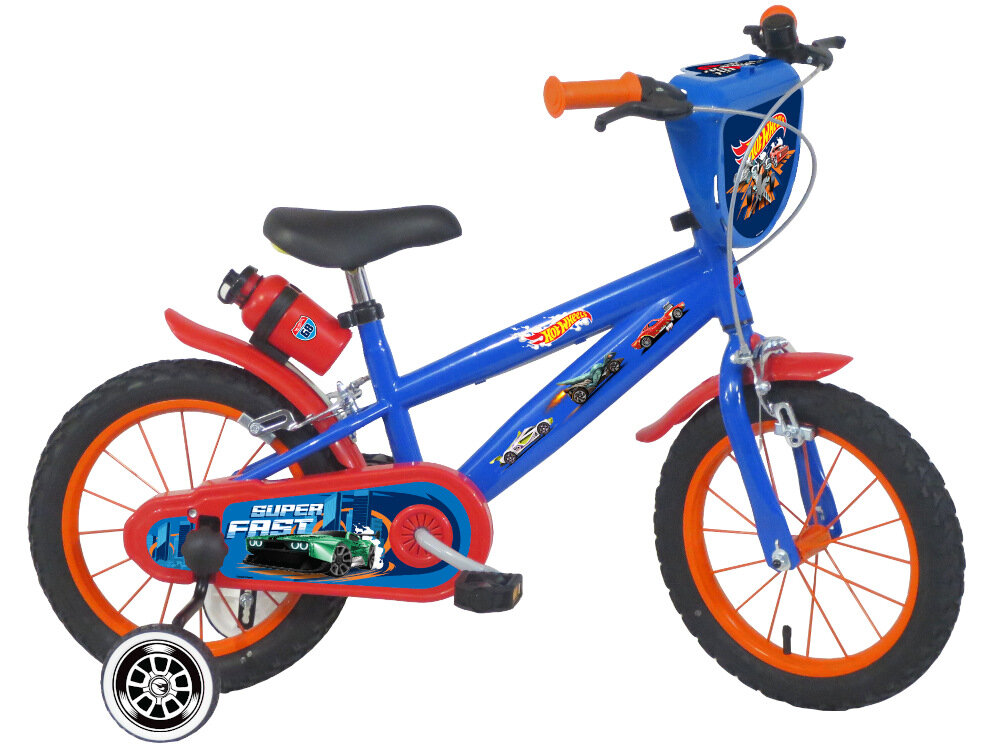 Rower dziecięcy HOT WHEELS 14 14 cali dla dziewczynki w niebieskiej kolorystyce HOT WHEELS  dla dzieci w wieku od 4 do 5 lat