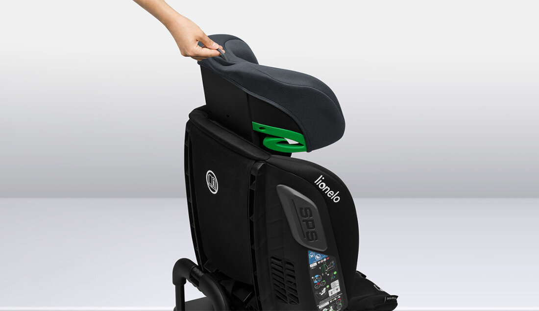 Fotelik samochodowy LIONELO Bastiaan RWF I-Size (0-36 kg) Szary od urodzenia do 150 cm wzrostu wzeost przeznaczenoe 4w1 system wentylacji Dri-Seat regulacja wysokosci naglowka Szerokie siedzisko