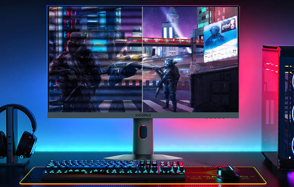 Monitor KOORUI GP01 23.8 2560x1440px IPS 165Hz 1 ms wzrok ochrona funkcje technologie migotanie niebieskie światło