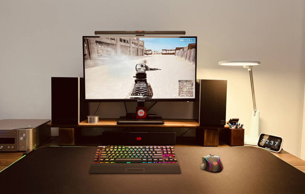 Lampka na monitor REDRAGON Beryl GML-113 z myślą o wygodzie lekka konstrukcja waga 350 g 10 poziomów jasności