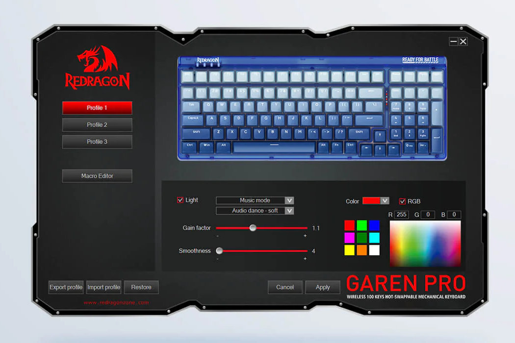 Klawiatura REDRAGON Azure K652GG Pro RGB wytrzymałość modowanie szybkość wymiana garczy rgb wyposażenie