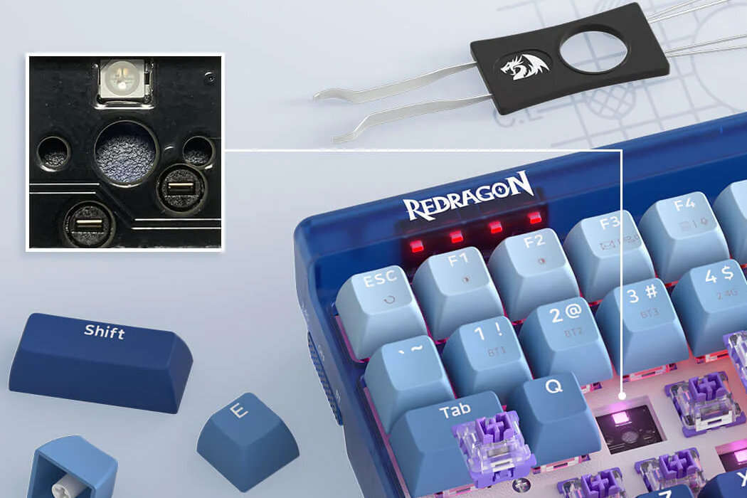 Klawiatura REDRAGON Garen K656WB Pro RGB wytrzymałość modowanie szybkość wymiana garczy rgb wyposażenie