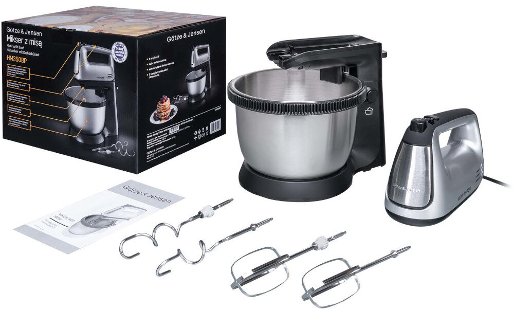 Mikser GÖTZE & JENSEN HM350BP 400W stalowa misa 3,4L TRYB TURBO zawartosc opakowania