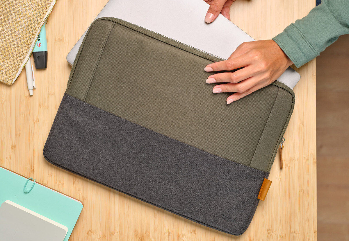 Etui na laptopa TRUST Lisboa 16 cali Zielono-czarny ochrona bezpieczeństwo przekątna wnętrze