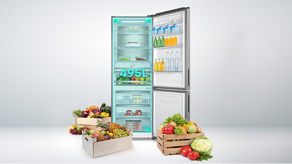Lodowka HISENSE RB645N4BIE No frost 200cm Czarna prezentacja detale wyglad design pojemnosc