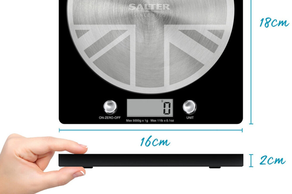 Waga kuchenna SALTER 1036 UJBKDRCEU1 Union Jack Łatwe przechowywanie wymiary
