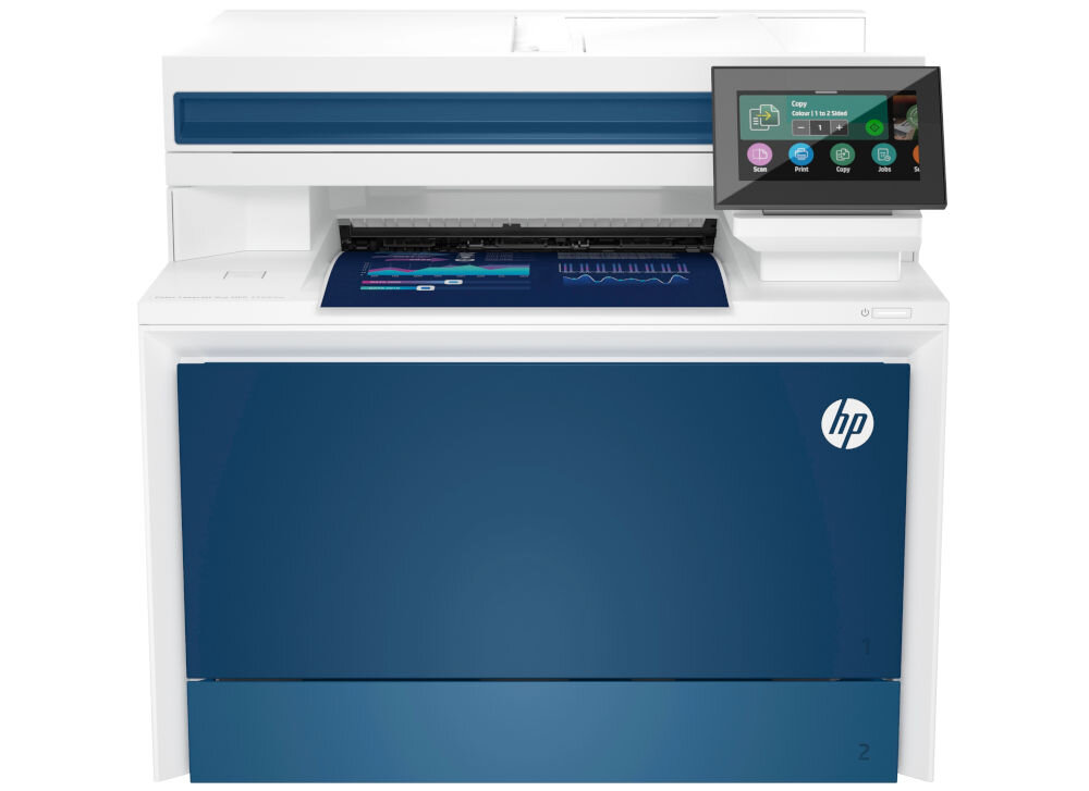 Urządzenie wielofunkcyjne HP Color LaserJet Pro 4302dw Druk w kolorze, Automatyczny druk dwustronny, Wi-Fi, Bluetooth urządzenie na białym tle od przodu cechy zalety przeznaczenie druk dwustronny bezpieczne drukowanie