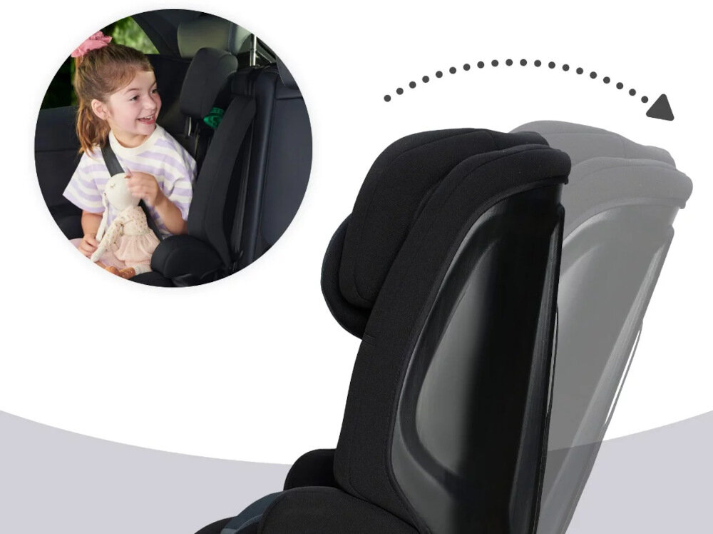 Fotelik samochodowy KINDERKRAFT Safety Fix 2 i-Size 9-36 kg Czarny regulacja kata nachylenia do kanapy samochodowej odpowiednia pozycja ciala zintegrowany z baza EASY GROW SYSTEM jednoczesna regulacj pasow bezpieczenstwa i zaglowka za pomoca jednej reki
