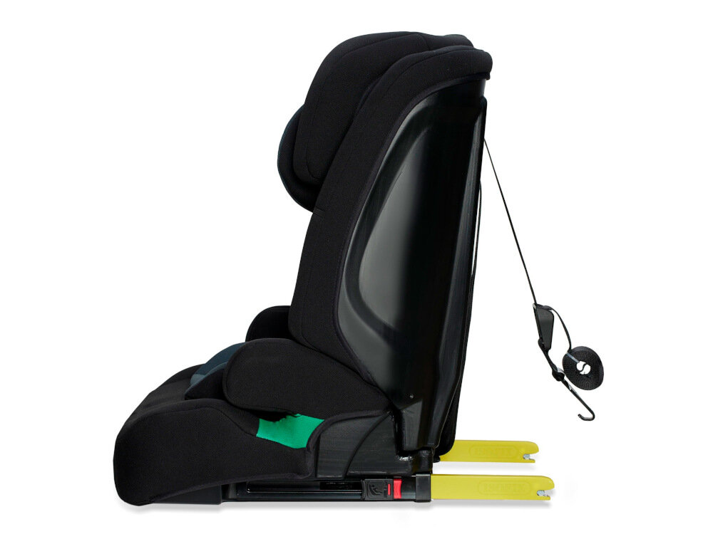 Fotelik samochodowy KINDERKRAFT Safety Fix 2 i-Size 9-36 kg Czarny bezpiczny sprzet bardzo prosty montaz odpowiednio przypiac pasami bezpieczenstwa w aucie do jazdy przodek do kierunku jazdy system TOP TETHER pas polaczyz z zaczepem w bagazniku symbol kotwicy dodatkowe mocowanie wieksze bezpieczenstwo