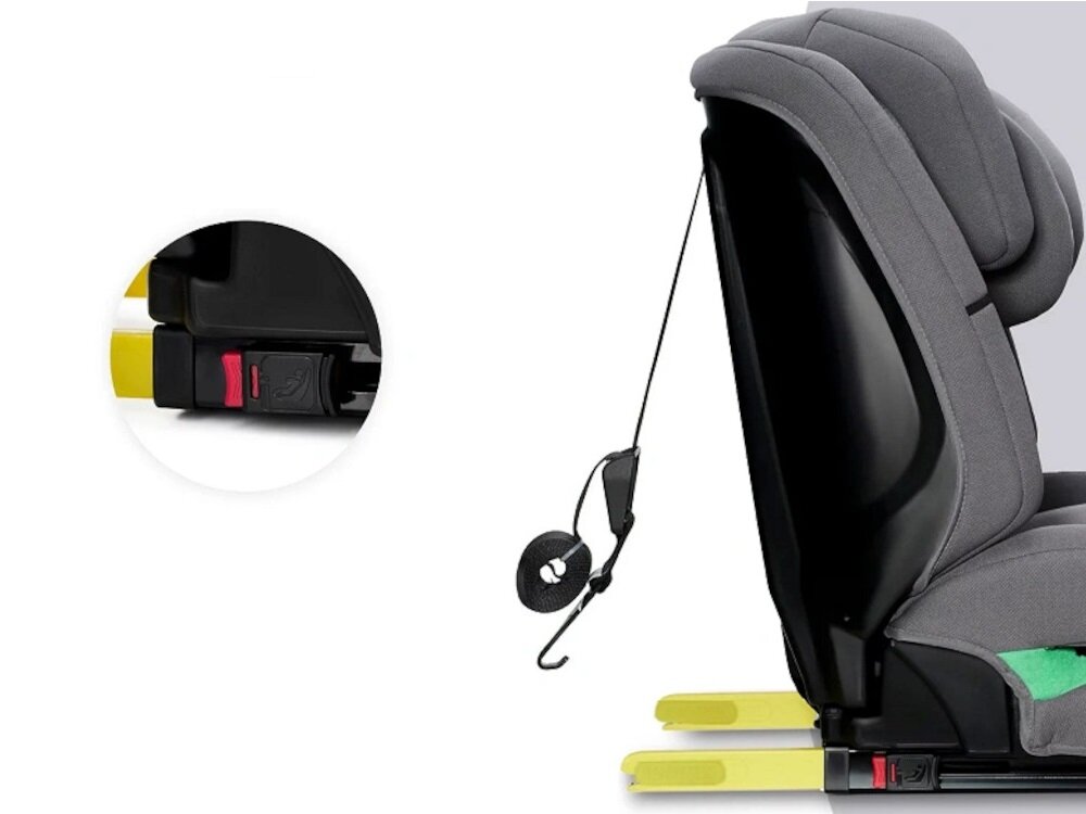 Fotelik samochodowy KINDERKRAFT Safety Fix 2 i-Size 9-36 kg Szary system ISOFIX wskaznik pokazujacy poprawnosc montazu regulacja zlaczy