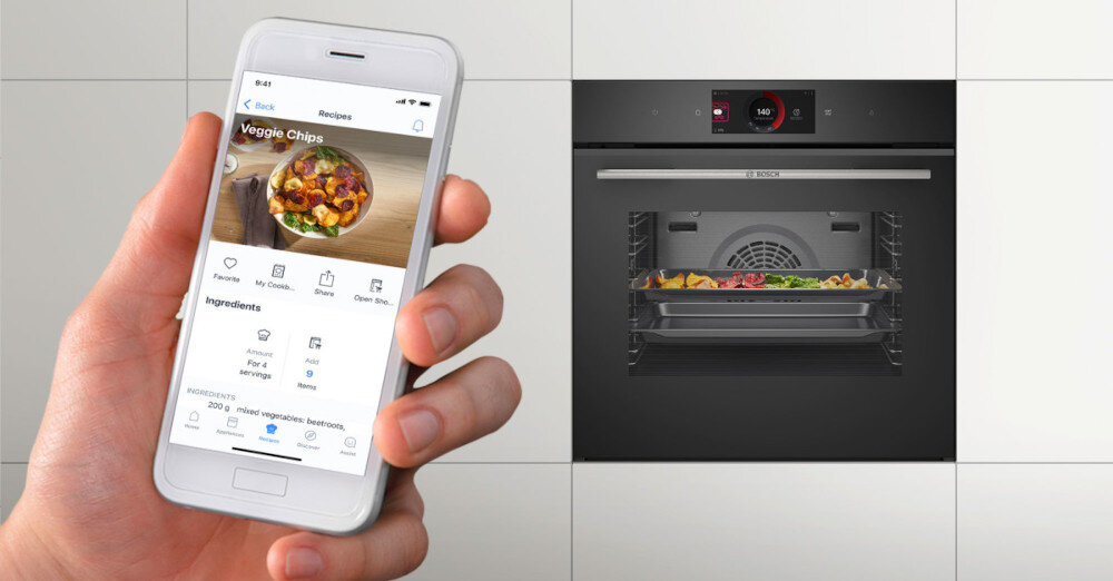 Piekarnik elektryczny BOSCH CMG7241B1 z mikrofalą home Connect połączenie wifi sieć konto zdalne sterowanie