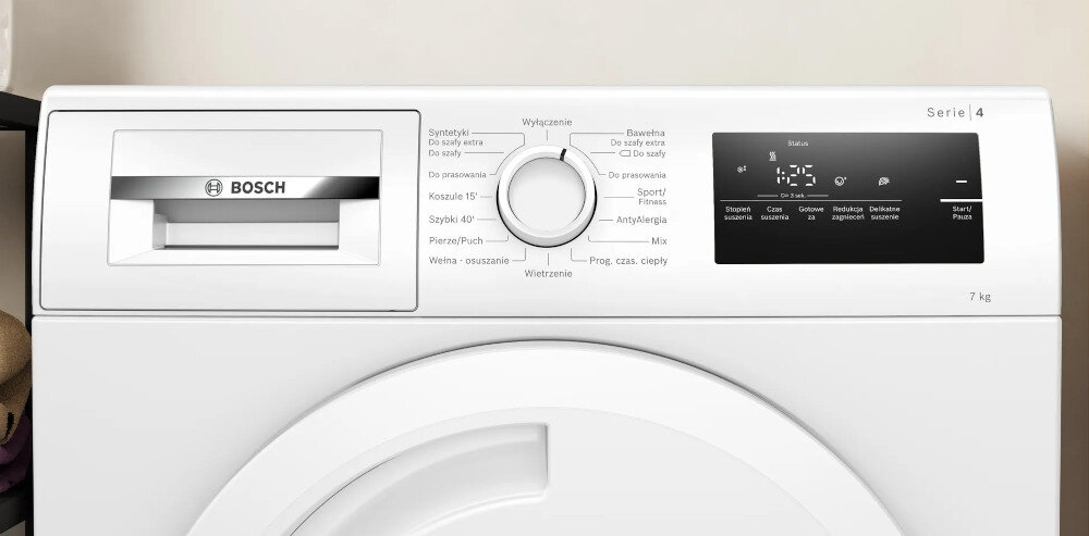 Suszarka BOSCH WTN84207PL Wyświetlacz led czytelny duży system sterowanie opcje interfejs