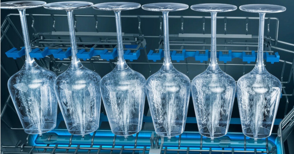 ZMYWARKA SIEMENS SN55ZS07CE ochrona szkło delikatne mycie glassZone strefa bezpieczne silikonowe powłoki antypoślizgowe ochrona stabilne przechowywanie