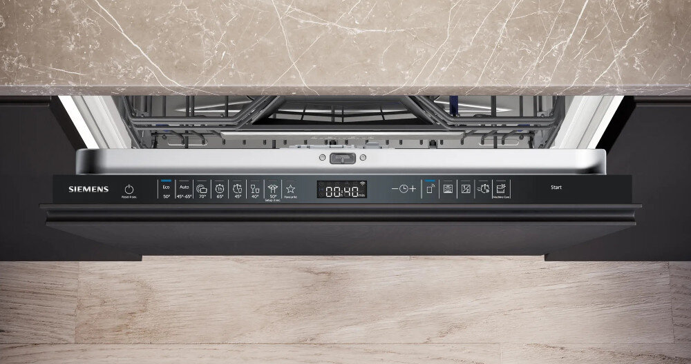 Zmywarka SIEMENS SN85EX11CE panel sterowania interfejs programy funkcje wybór Automatyczny Inteligentny Szkło Favourite Garnki Cichy ECO