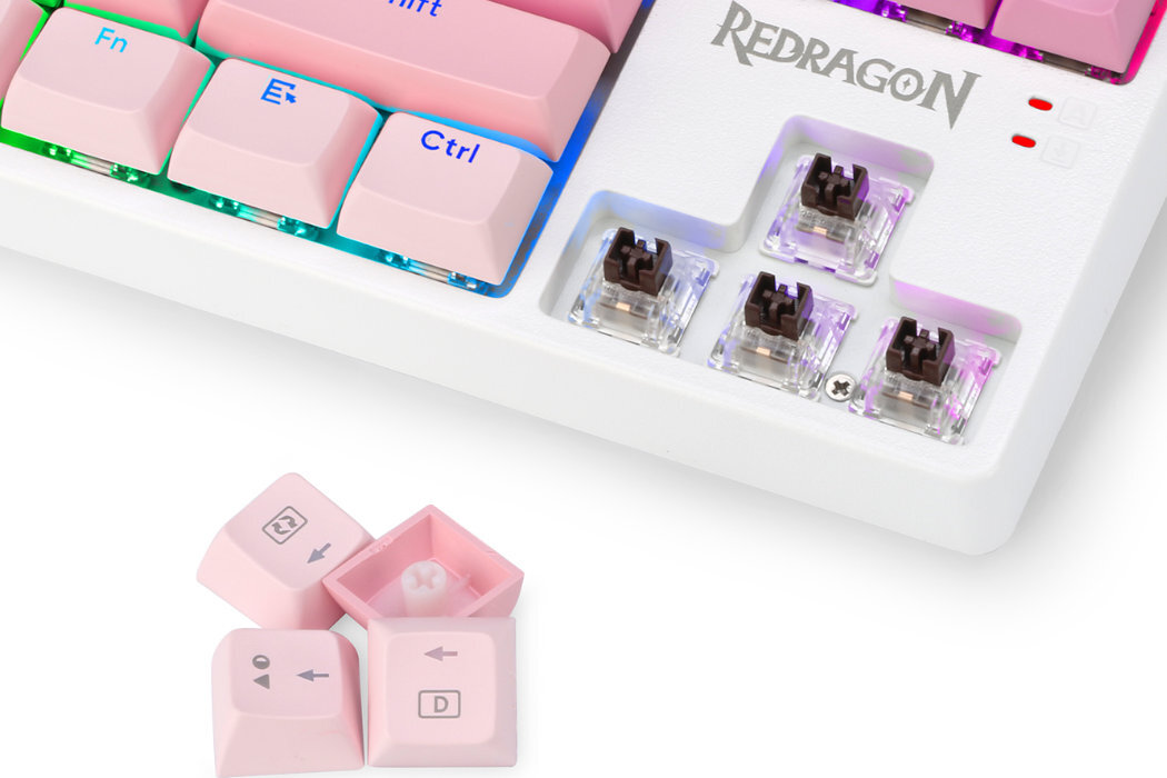 Klawiatura REDRAGON Cass K645W-GP RGB wytrzymałość modowanie szybkość wymiana garczy rgb wyposażenie