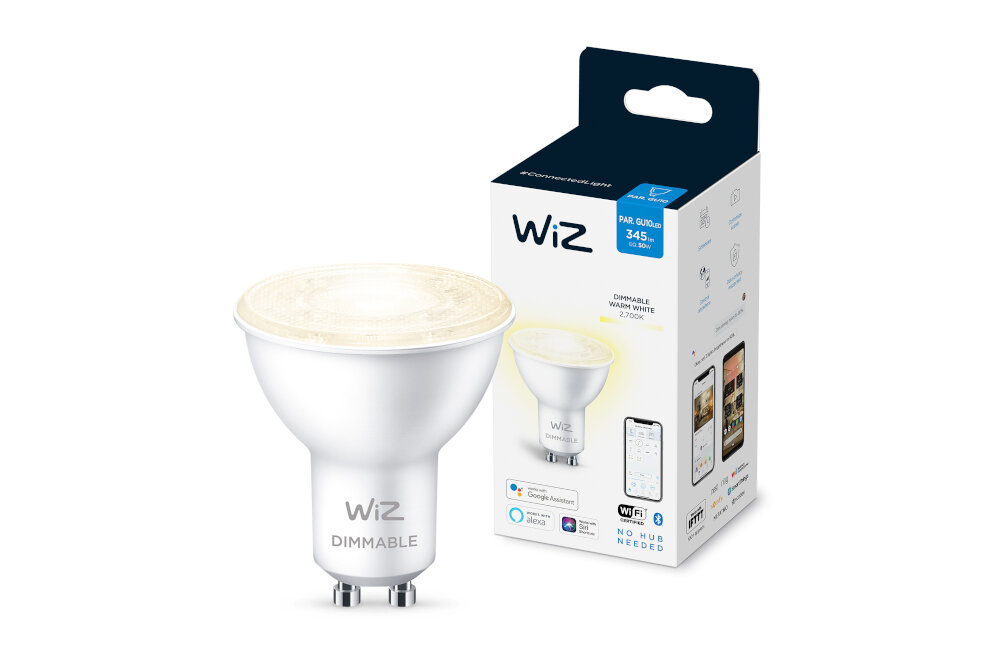 Inteligentna żarówka LED WIZ 929002448102 4.7W GU10 WiFi moc wydajność czas działania konstrukcja