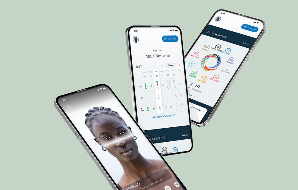 Masażer GESKE Sonic Warm & Cool Mask 9in1 aplikacja German Beauty Tech App Store i Google Play
