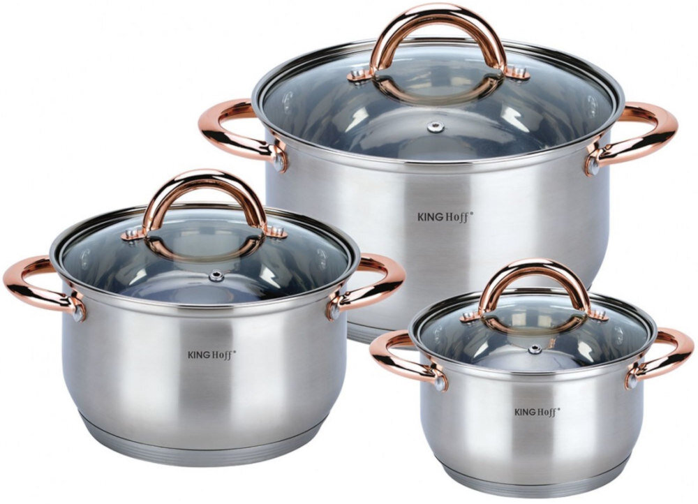 Zestaw garnków KINGHOFF KH-1761 (6 elementów) latwe czyszczenie trwalosc wykonanie stal nierdzewna