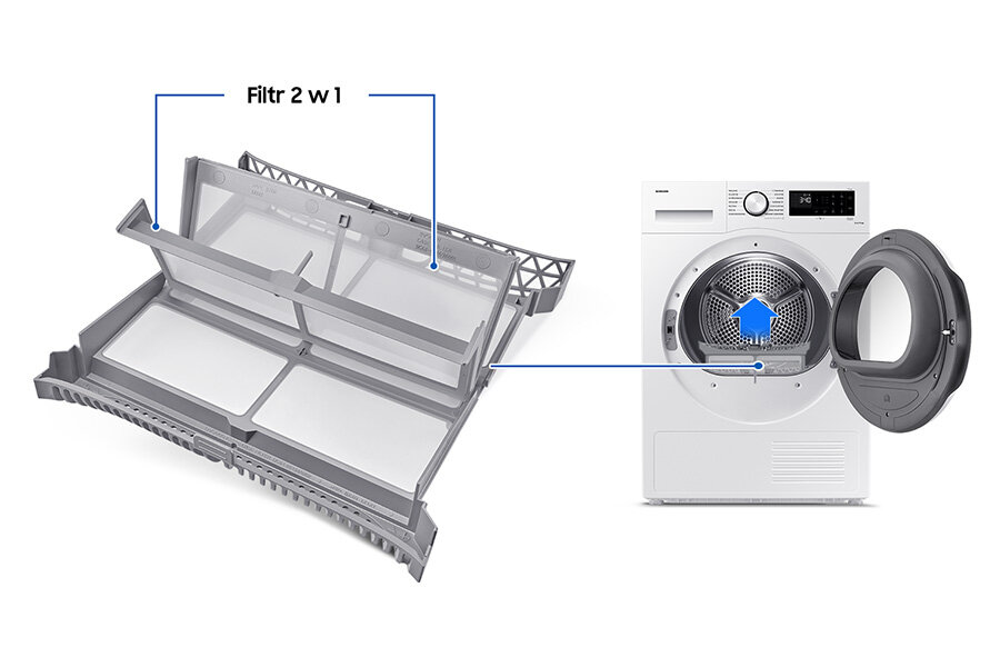 Jak działa filtr 2w1 w suszarce Optimal Dry DV90CGC2A0TE - Jak działa filtr 2w1 w suszarce Samsung Optimal Dry
