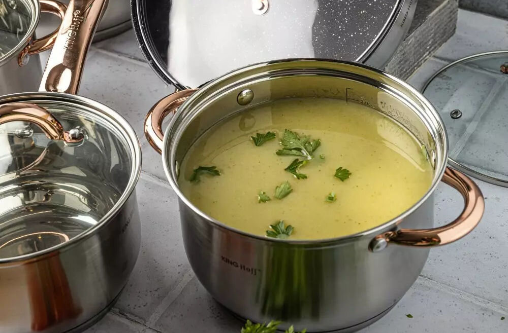 Zestaw garnków KINGHOFF KH-1765 (12 elementów) Ergonomiczne uchwyty smak aromat gotowanie solidne dno