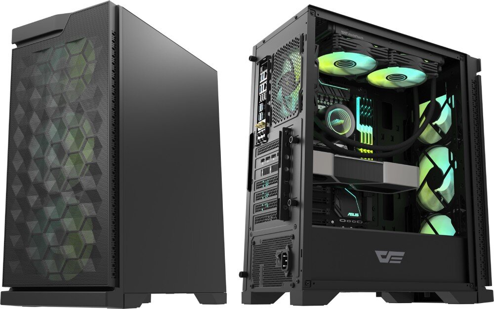 Obudowa DARKFLASH DK361 Czarny wentylacja wentylatory panel przedni