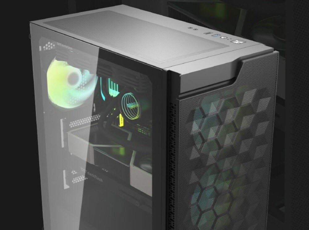 Obudowa DARKFLASH DK361 Czarny boczny panel szkło hartowane