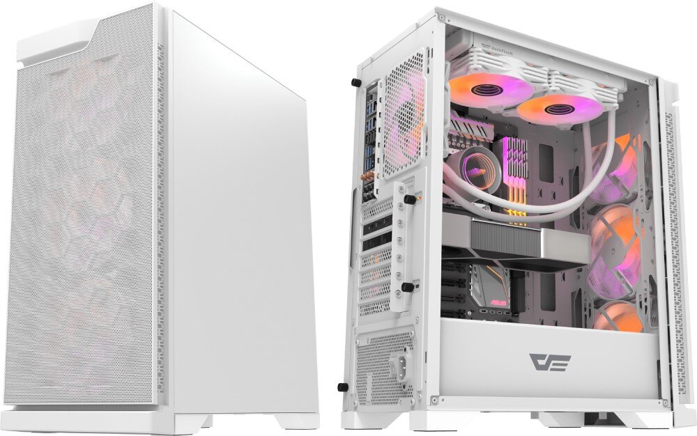 Obudowa DARKFLASH DK361 Biały wentylacja wentylatory panel przedni