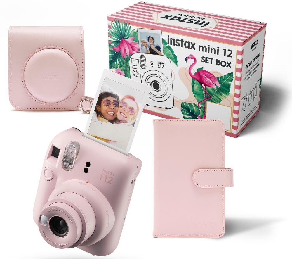 Aparat FUJIFILM Instax Mini 12 zdjęcia drukowanie drukarka wkłady filmy rozdzielczość bateria obiektyw pojemność tryby filtry łączność smartfon aplikacja sterowanie ogniskowa przysłona migawka lampa błyskowa wymiary ekran wizjer waga zapis karta pamięć