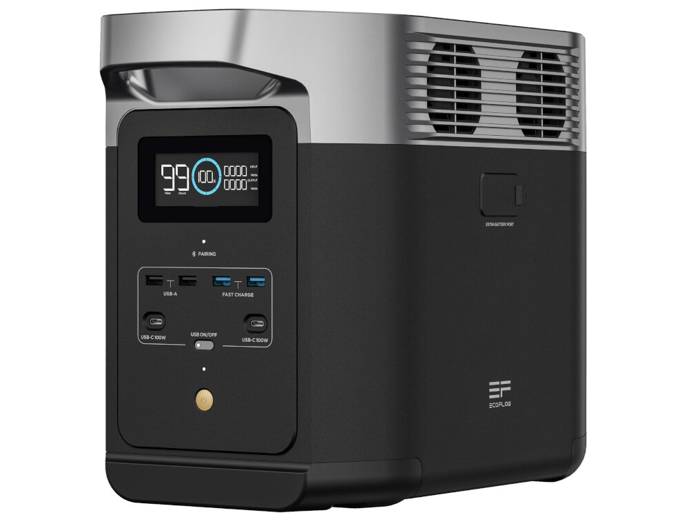 Fotowoltaika balkonowa ECOFLOW Basic Plus Delta Max Delta Max 2000 7 portow wyjsciowych 4 porty USB-A 2 porty USB-C wyjscia 5 9 12,6 15 20 V prad 2,4 5 10 A