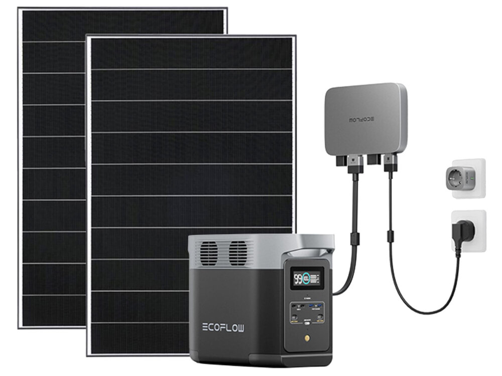 Fotowoltaika balkonowa ECOFLOW Basic Plus Delta 2 Delta 2 wykorzystanie energii slonecznej prosta instalacja energetyczna samowystarczalnosc