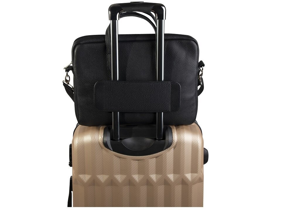 Torba na laptopa BALTAN 15,6 cali Czarny minimalizm elegancja klasyka wygoda podróże produkcja skóra lakier naturalne