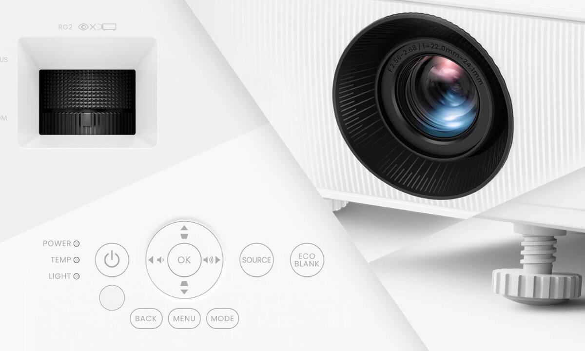 Projektor BENQ LW550 regulacja nóżki korekcja trapezowa hałas głośność uruchamianie