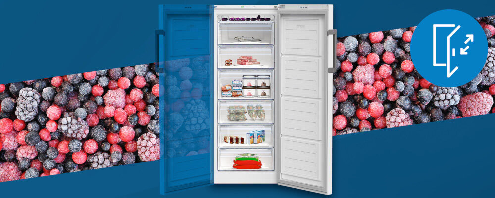 Zamrażarka BEKO RFSA240M43WN zmiana kierunku otwierania drzwi