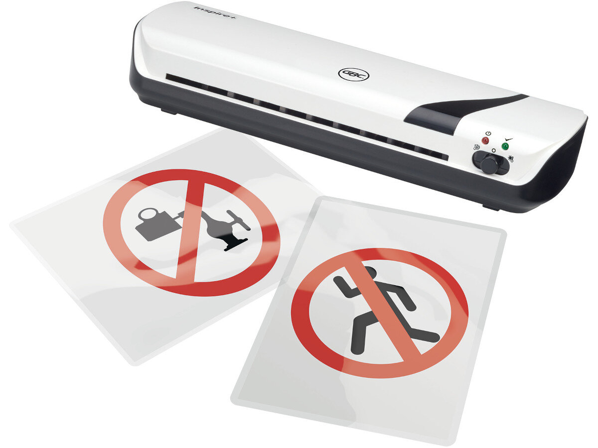 Laminator GBC Inspire+ A4 Biały (Zestaw 4w1 z trymerem) obsługa nagrzewanie tryb na zimno kompatybilność folia grubość