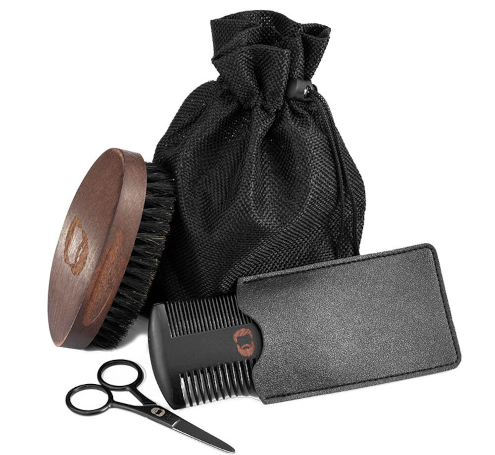 Zestaw do pielęgnacji brody BEAUTIFLY (4 elementy) barber broda nozyczki grzebien wlosie z dzika