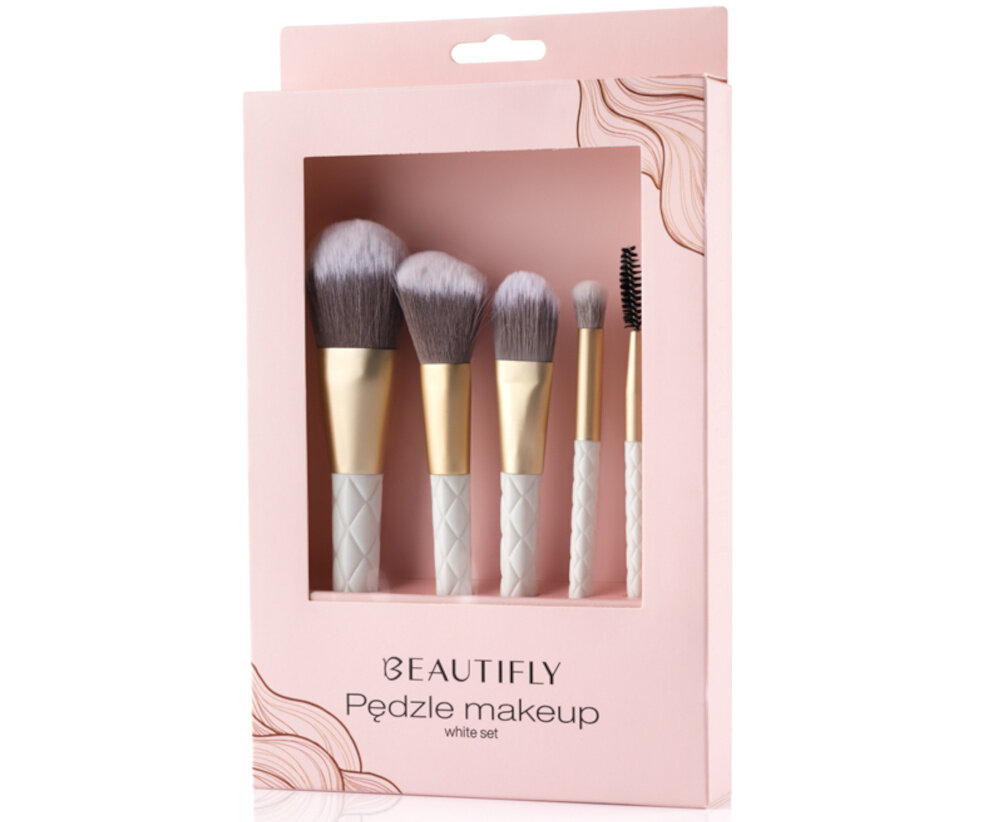 Zestaw pędzli do makijażu BEAUTIFLY Biały (5 elementów) zestaw akcesoria komplet wyposażenie