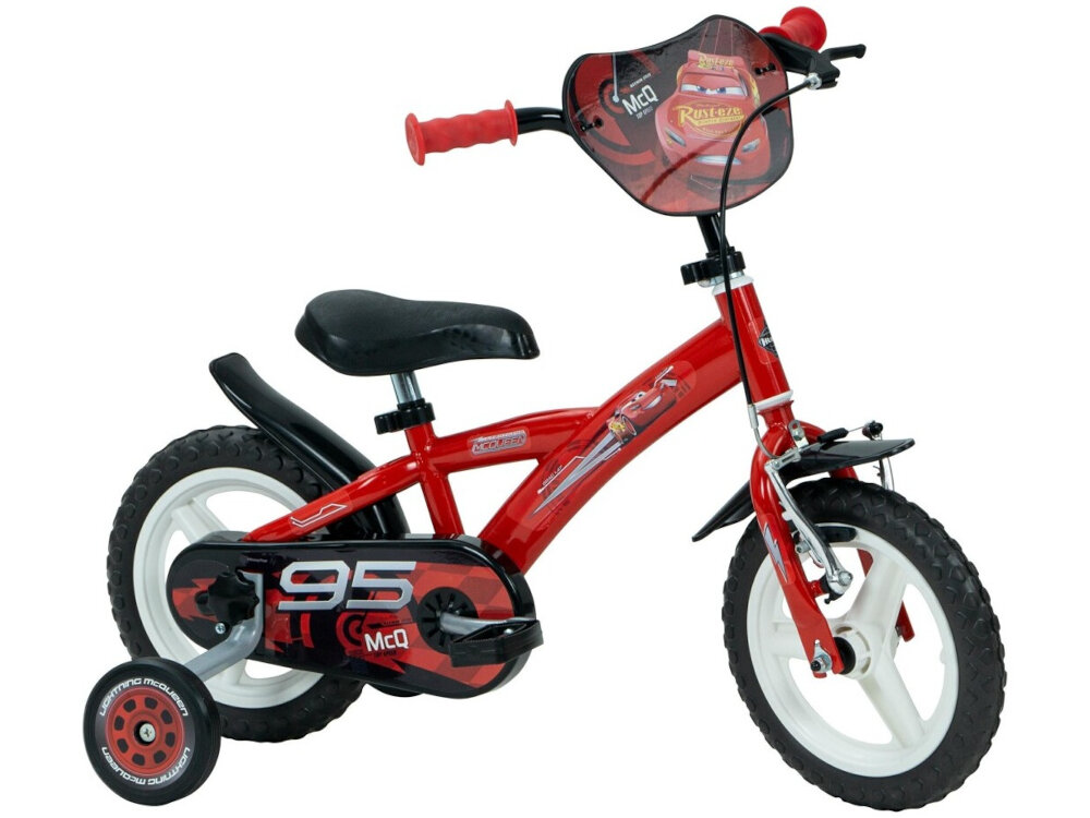 Rower dzieciecy HUFFY Disney Auta 12 cali dla chłopca Czerwony w czerwonej kolorystyce Zygzak McQueen