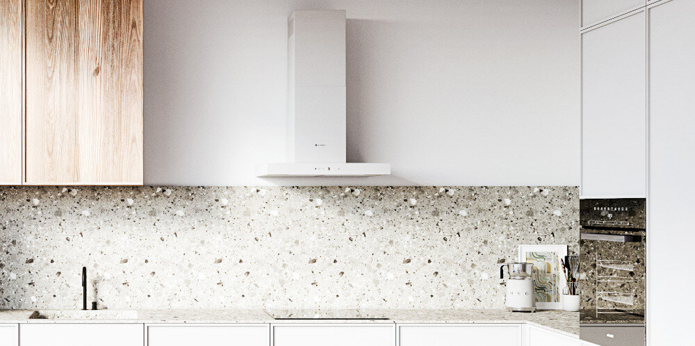 OKAP GLOBALO Lonatio 60.1 biały stal nierdzewna montaż przyścienny wyciąg pochłaniacz filtr aluminiowy węglowy oświetlenie LED soft-touch przyciski sterowanie moc