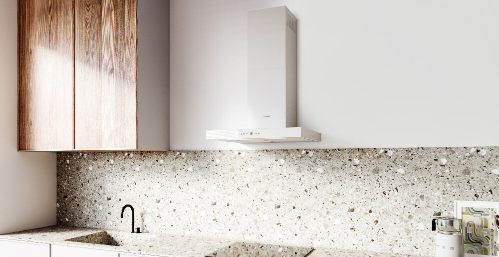 OKAP GLOBALO Lonatio 60.1 biały montaż przyścienny kolor biały stal nierdzewna jakość wygląd cicha praca wydajny