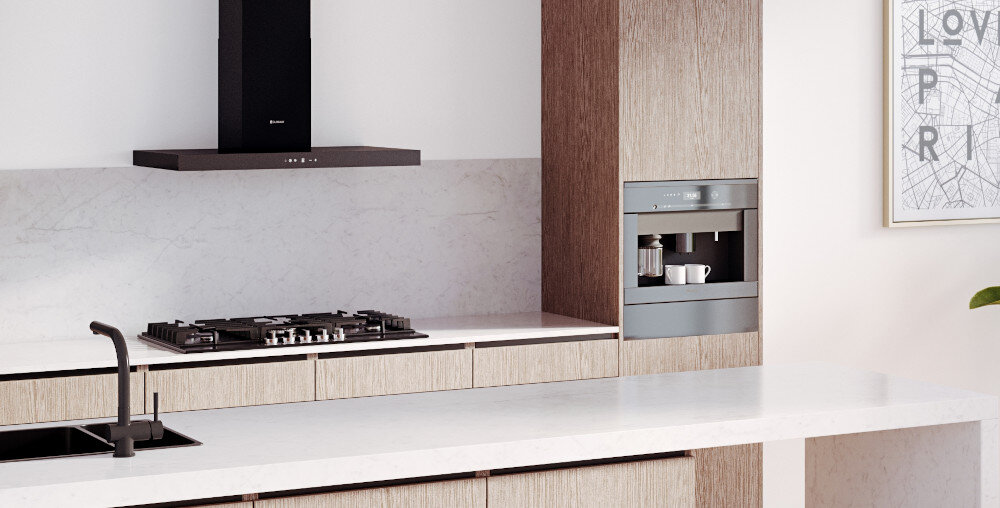 OKAP GLOBALO Lonatio 90.1 czarny stal nierdzewna montaż przyścienny wyciąg pochłaniacz filtr aluminiowy węglowy oświetlenie LED soft-touch przyciski sterowanie moc