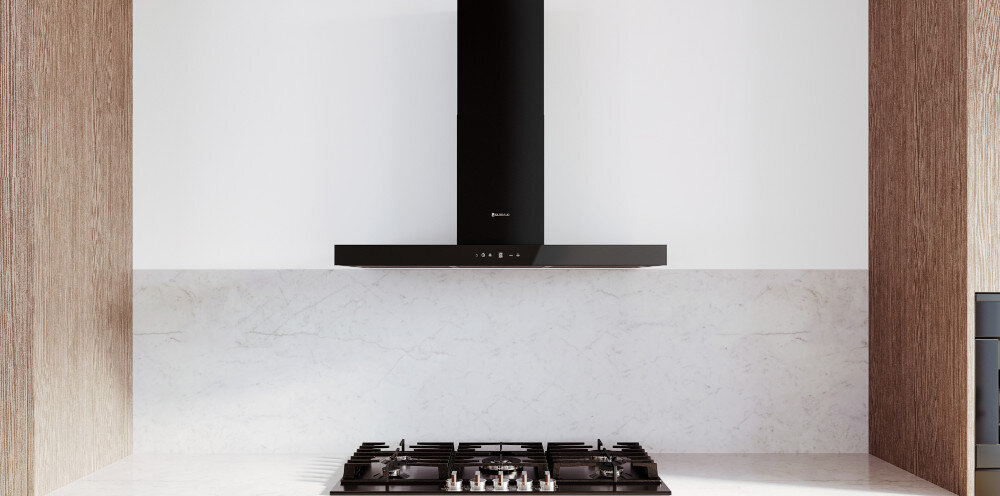 OKAP GLOBALO Lonatio 90.1 czarny montaż przyścienny kolor czarny stal nierdzewna jakość wygląd cicha praca wydajny