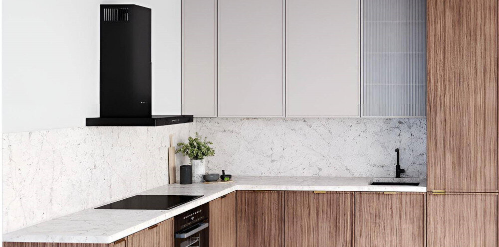 OKAP GLOBALO Lonatio 60.1 czarny montaż przyścienny kolor czarny stal nierdzewna jakość wygląd cicha praca wydajny