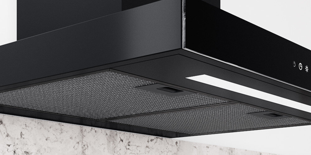 OKAP GLOBALO Lonatio 60.1 czarny wyciąg pochłaniacz rura wentylacja oczyszczanie powietrza