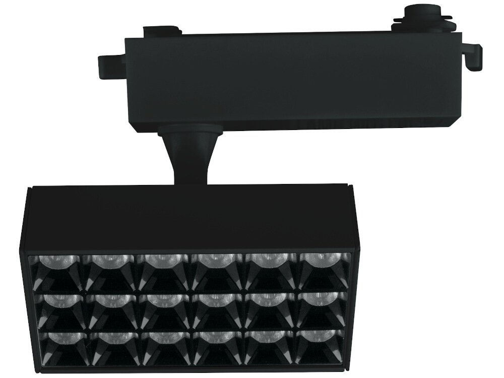 Reflektor szynowy DPM X-Line STR2-10W-B Czarny wbudowae zrodlo swiatla moc 10 W 18 diod LED zywotnosc do 25000 godzin strumien swietlny 900 lm naturalna barwa swiatla o temperaturze 4000K naturalna barwa