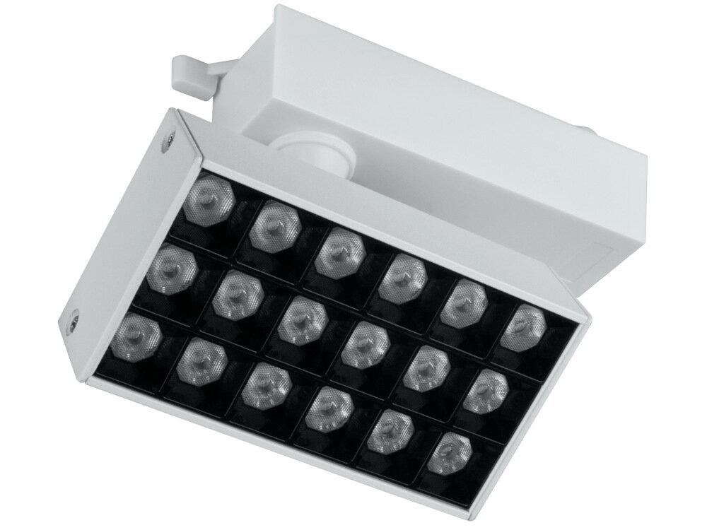 Reflektor szynowy DPM X-Line STR2-10W-W Biały wbudowae zrodlo swiatla moc 10 W 18 diod LED zywotnosc do 25000 godzin strumien swietlny 900 lm naturalna barwa swiatla o temperaturze 4000K naturalna barwa