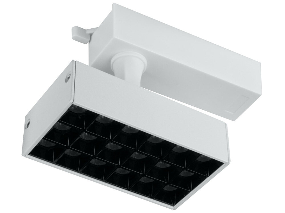 Reflektor szynowy DPM X-Line STR2-10W-W Biały do montazu w systemie szynowym 1-fazowego X-LINE DPM nie wymaga specjalnych umiejetnosci i narzedzi wsuniecie plytki montazowej w wybrane miejsce na szynie przesuniecie bocznych blokad