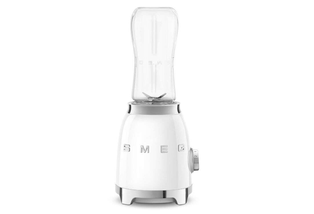 Blender personalny SMEG PBF01WHEU Bezpieczne i trwałe materiały z Tritan™ Renew tworzywa bez BPA Odporność na wstrząsy i pęknięcia bezpieczeństwo użytkowania spokój zdrowie