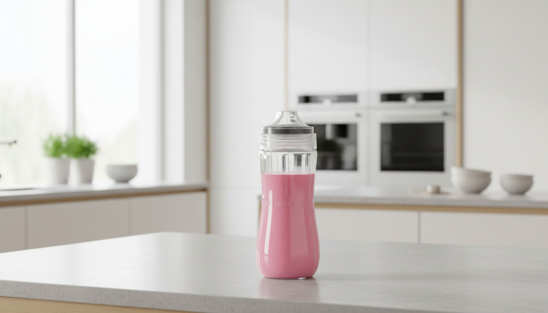 Butelka do blendera SMEG BGF03/BLF03 wygląd prezentacja wizualizacja design tło Smoothie zawsze pod ręką